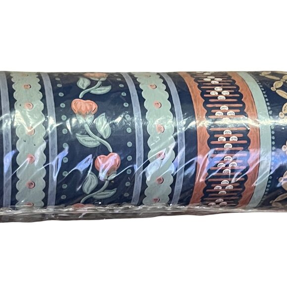 Vintage C&A Wallcoverings Wallpaper – Blue Brown Pink Floral Stripe – NEW 1 Bolt - Picture 14 of 15